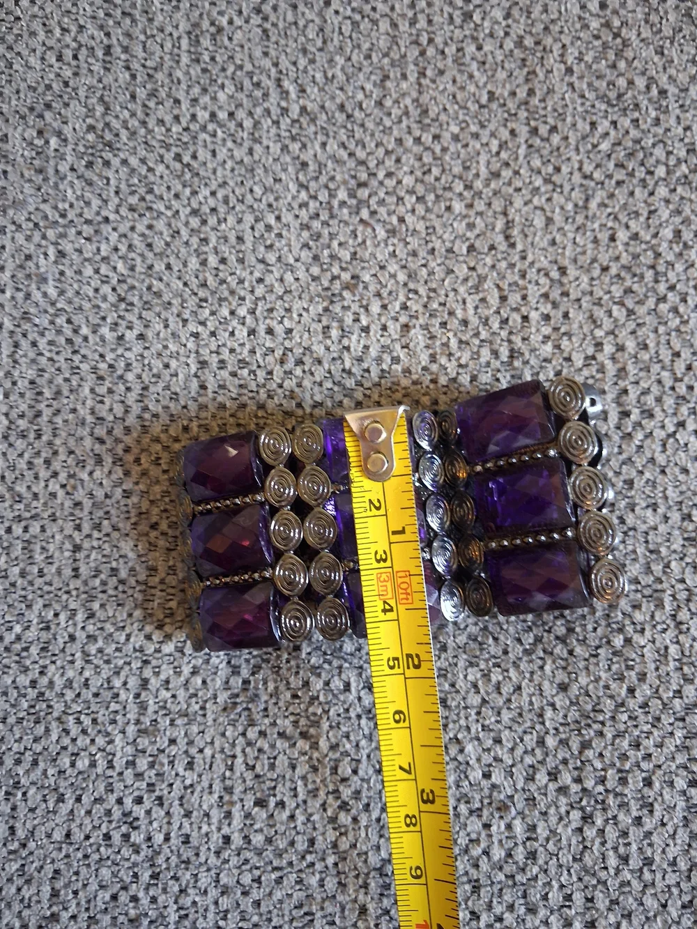 Purple Faceted Stone Stretch Bracelet - Unbranded